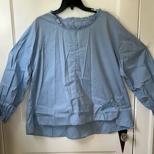 Baby Blue Cotton Floral Design Top
